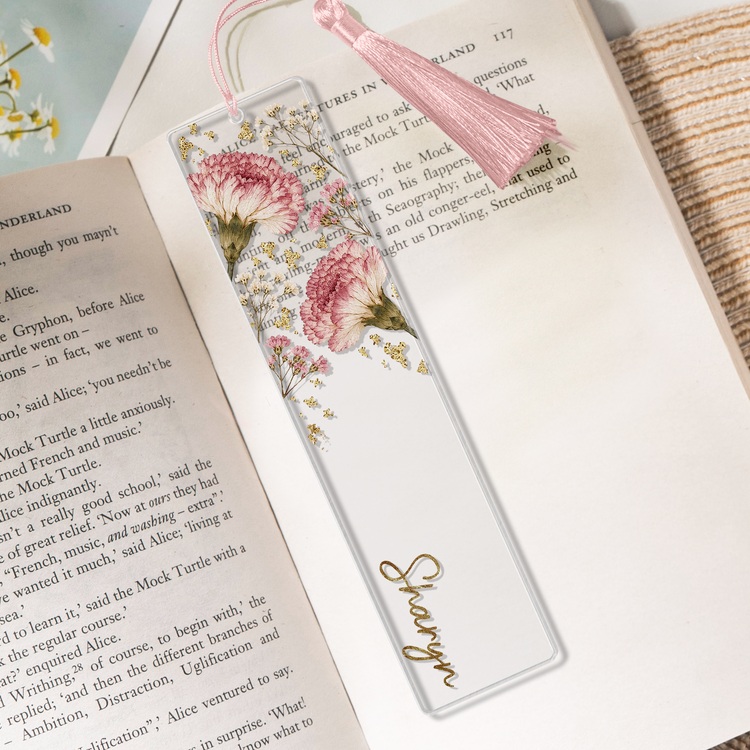 Custom Name + Birth Flower Floral Resin Bookmark Gift For Her - Custom Bookmark 2