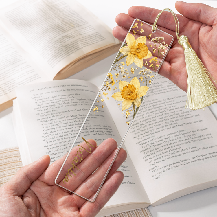Custom Name + Birth Flower Floral Resin Bookmark Gift For Her - Custom Bookmark 4