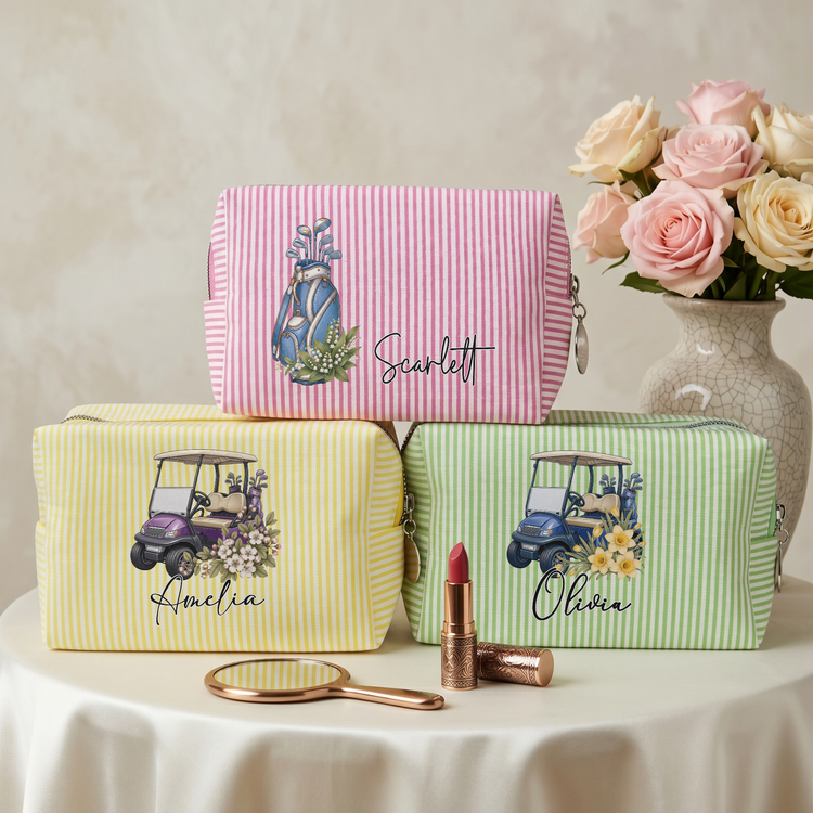 Custom Name, Birth Flower, Girls Golf, Golf Pouch, Gift For Golf Lover, Golf Player, Golf Girls - Personalized Bag 1