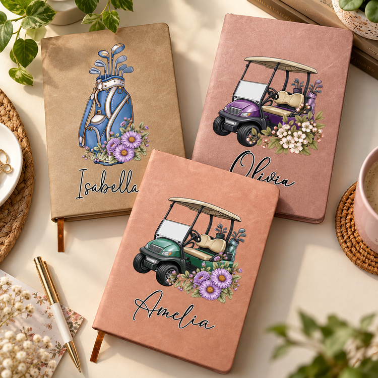 Custom Name, Birth Flower, Girls Golf, Golf Pouch, Gift For Golf Lover, Golf Player, Golf Girls - Personalized Journal 1