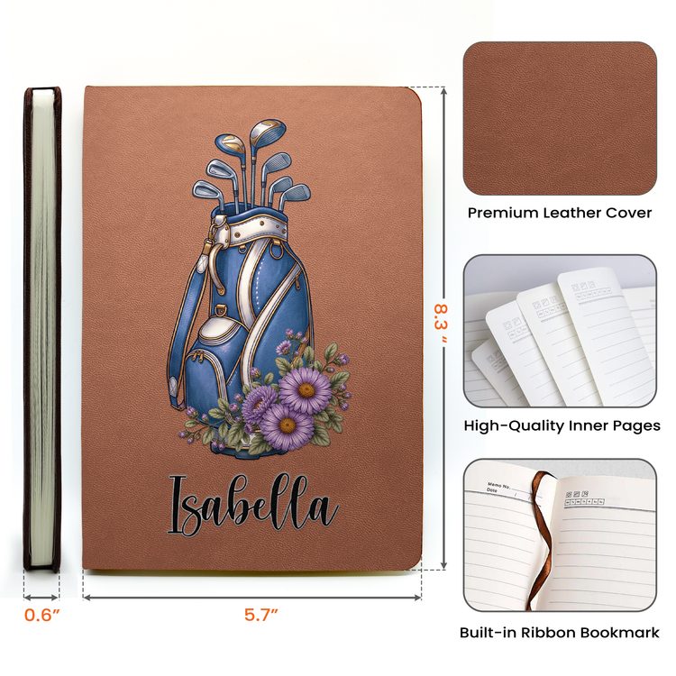 Custom Name, Birth Flower, Girls Golf, Golf Pouch, Gift For Golf Lover, Golf Player, Golf Girls - Personalized Journal 6