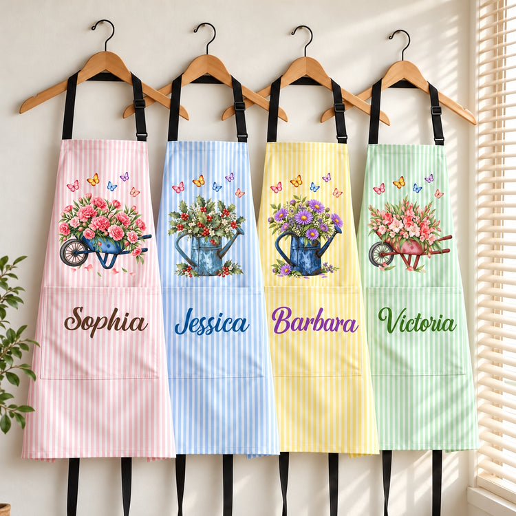 Custom Name, Birthflower Gift For Gardener, Gardening Lovers - Personalized Apron 1