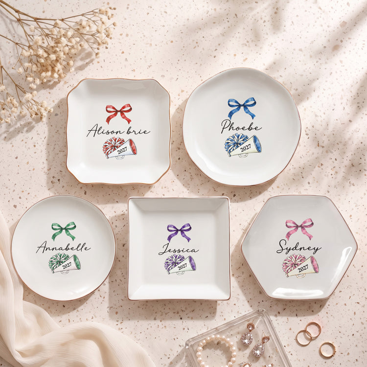 Custom Name Cheerleading Coquette Senior Night Team Gift - Personalized Jewelry Dish 2
