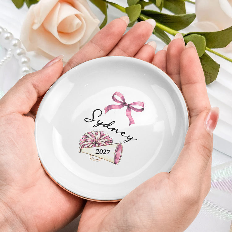 Custom Name Cheerleading Coquette Senior Night Team Gift - Personalized Jewelry Dish 4