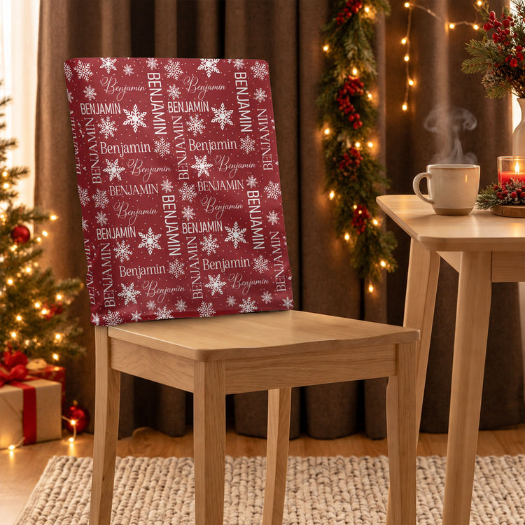 Custom Name Christmas Plaid Christmas Party Reunion - Personalized Chair Back Cover 3