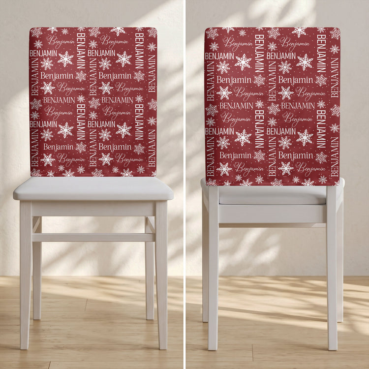 Custom Name Christmas Plaid Christmas Party Reunion - Personalized Chair Back Cover 4