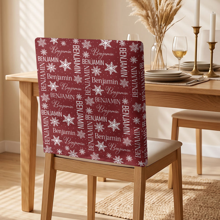 Custom Name Christmas Plaid Christmas Party Reunion - Personalized Chair Back Cover 6