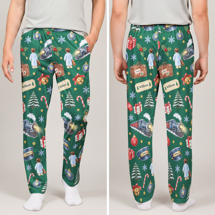 Custom Name Christmas Sleepwear Polar Express, Family Matching Pants - Personalized Lounge Pants 8