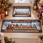 Custom Name Family Christmas Crew Rug, Custom Name Christmas Train Runner, Family Holiday Rug,Christmas Kitchen Mat - Personalized Runner Rug 1