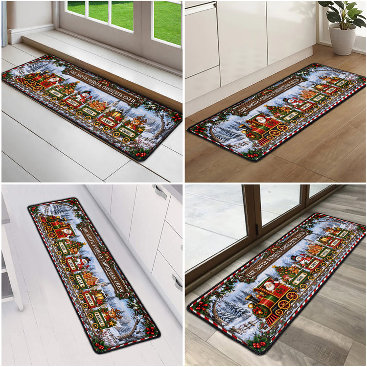 Custom Name Family Christmas Crew Rug, Custom Name Christmas Train Runner, Family Holiday Rug,Christmas Kitchen Mat - Personalized Runner Rug 7