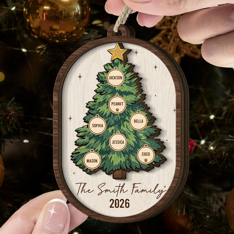 Custom Name Christmas Tree 2 Layers Christmas Gifts For Family - Personalized Ornament 4