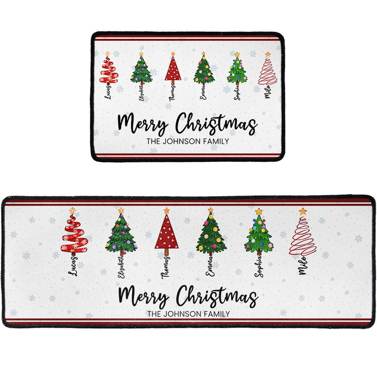 Custom Name Christmas Tree Entryway Living Room Decor - Personalized Runner Rug 2