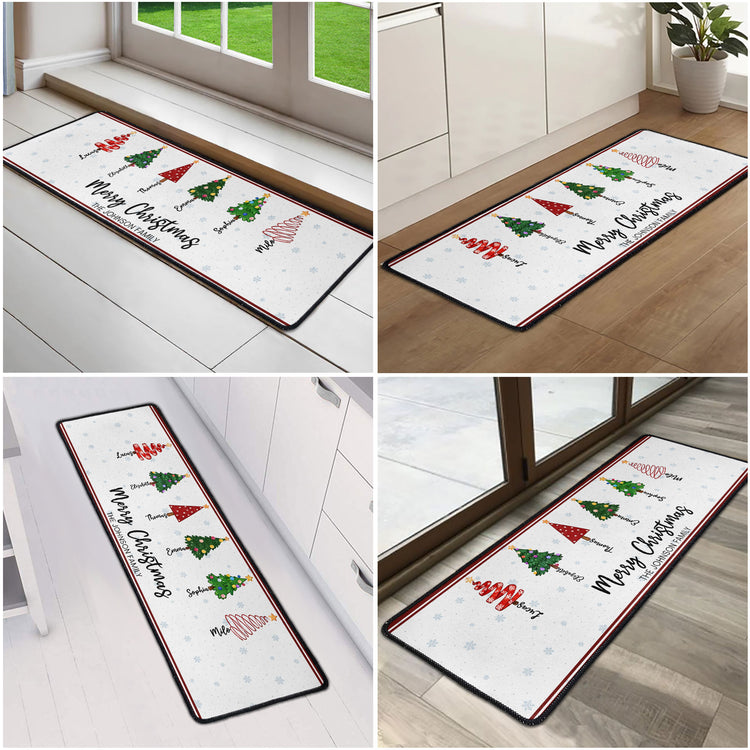 Custom Name Christmas Tree Entryway Living Room Decor - Personalized Runner Rug 6
