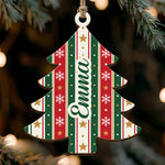 Custom Name Christmas Tree Stripe Christmas Pattern - Personalized Ornament 3