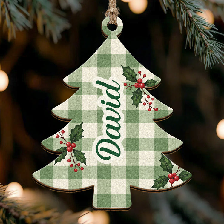 Custom Name Christmas Tree Stripe Christmas Pattern - Personalized Ornament 6