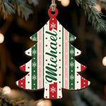 Custom Name Christmas Tree Stripe Christmas Pattern - Personalized Ornament 7