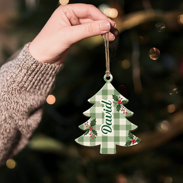 Custom Name Christmas Tree Stripe Christmas Pattern - Personalized Ornament 10