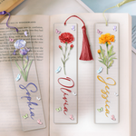 Custom Name Colorful & Birth FLower For Her, Book Lovers, Daughters, Friends, Sisters - Personalized Bookmark 1