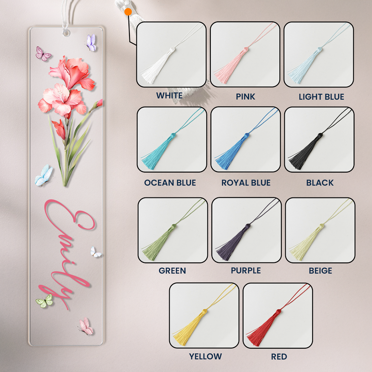 Custom Name Colorful & Birth FLower For Her, Book Lovers, Daughters, Friends, Sisters - Personalized Bookmark 4