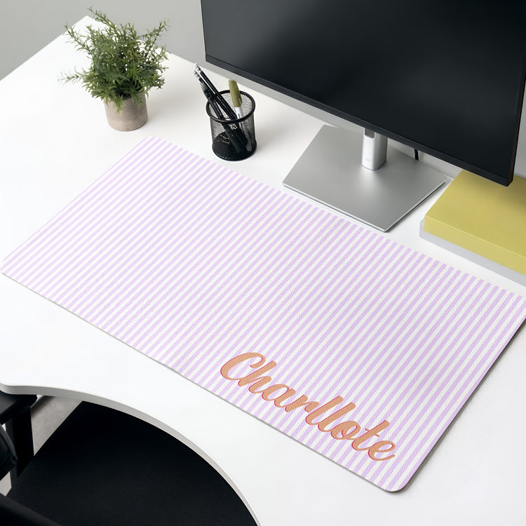 Custom Name Colorful Striped Pattern Gifts For Her, Friends, Daughters - Personalized Desk Mat 2