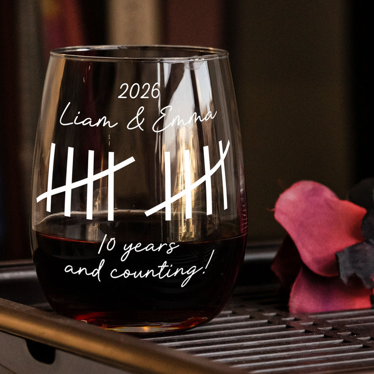 Custom Name Couple Anniversary Gifts For Him, Her - Personalized Wine Glass 2