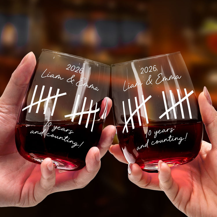 Custom Name Couple Anniversary Gifts For Him, Her - Personalized Wine Glass 3