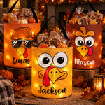 Custom Name Cute Kids Thanksgiving Turkey Favor Treat Bag With Led Light - Personalized Basket 1