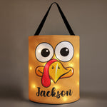 Custom Name Cute Kids Thanksgiving Turkey Favor Treat Bag With Led Light - Personalized Basket 3