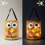 Custom Name Cute Kids Thanksgiving Turkey Favor Treat Bag With Led Light - Personalized Basket 4