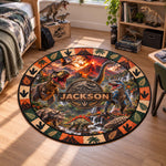 Custom Name Dinosaur Jurassic T-Rex Boys Room Decor Toddler - Personalized Quilted Mat 1