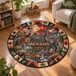 Custom Name Dinosaur Jurassic T-Rex Boys Room Decor Toddler - Personalized Quilted Mat 2