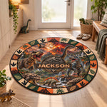 Custom Name Dinosaur Jurassic T-Rex Boys Room Decor Toddler - Personalized Quilted Mat 4