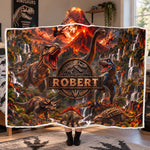 Custom Name Dinosaur Jurassic T-Rex - Personalized Blanket 4
