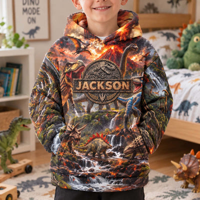 Custom Name Dinosaur Jurassic T-Rex - Personalized Hoodie