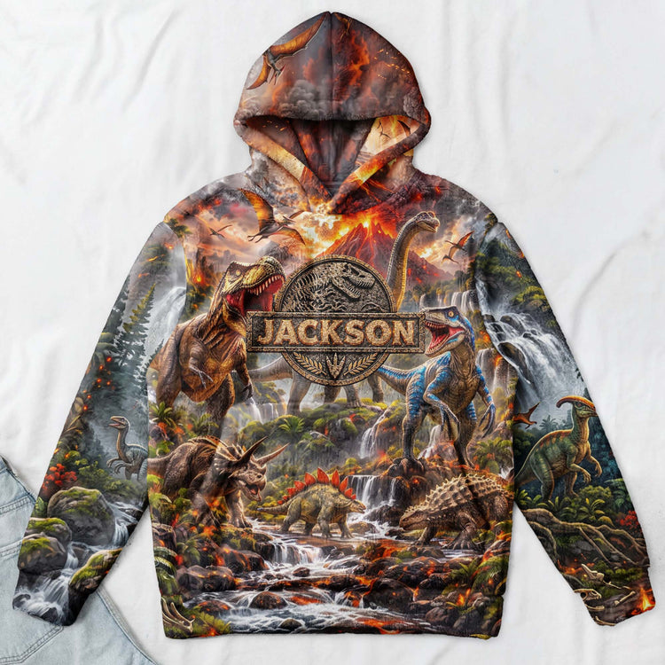 Custom Name Dinosaur Jurassic T-Rex - Personalized Hoodie 3