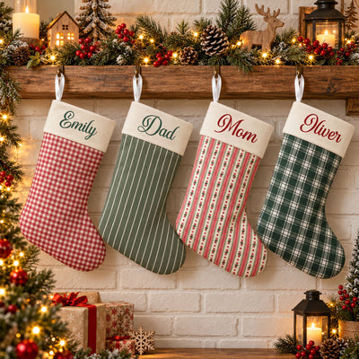 Custom Name Family Members Vintage Striped Pattern Christmas Decor - Personalized Stocking