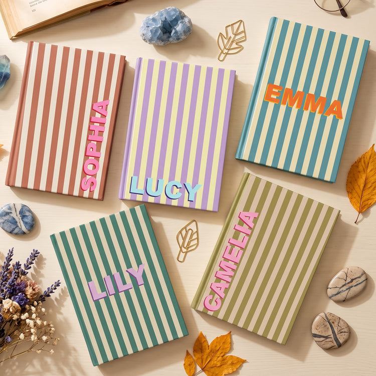 Custom Name, Font, Background Striped, Leopard - For Coworker, Her - Personalized Journal 1