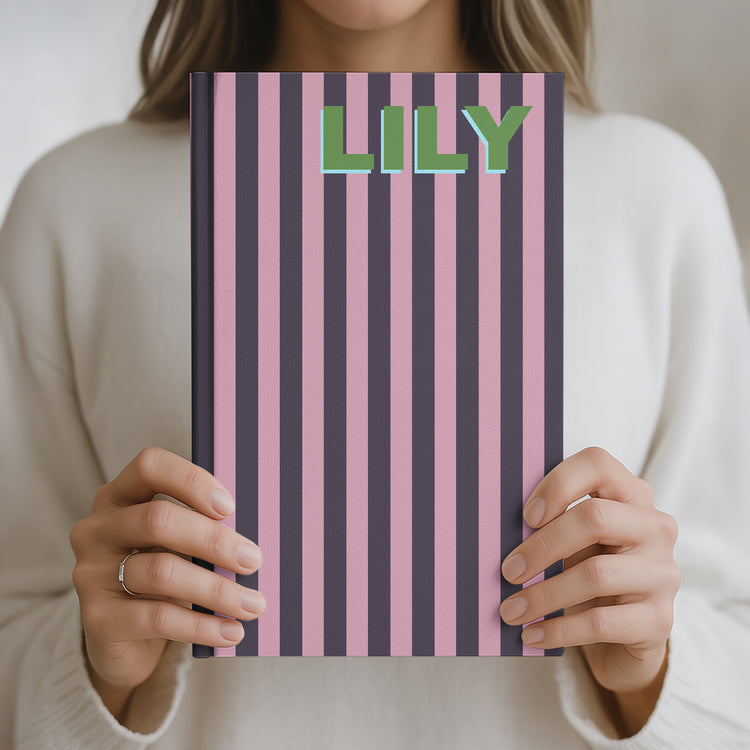 Custom Name, Font, Background Striped, Leopard - For Coworker, Her - Personalized Journal 2