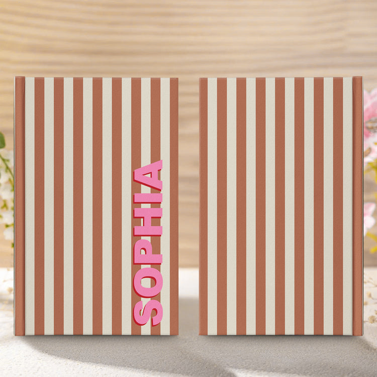 Custom Name, Font, Background Striped, Leopard - For Coworker, Her - Personalized Journal 3