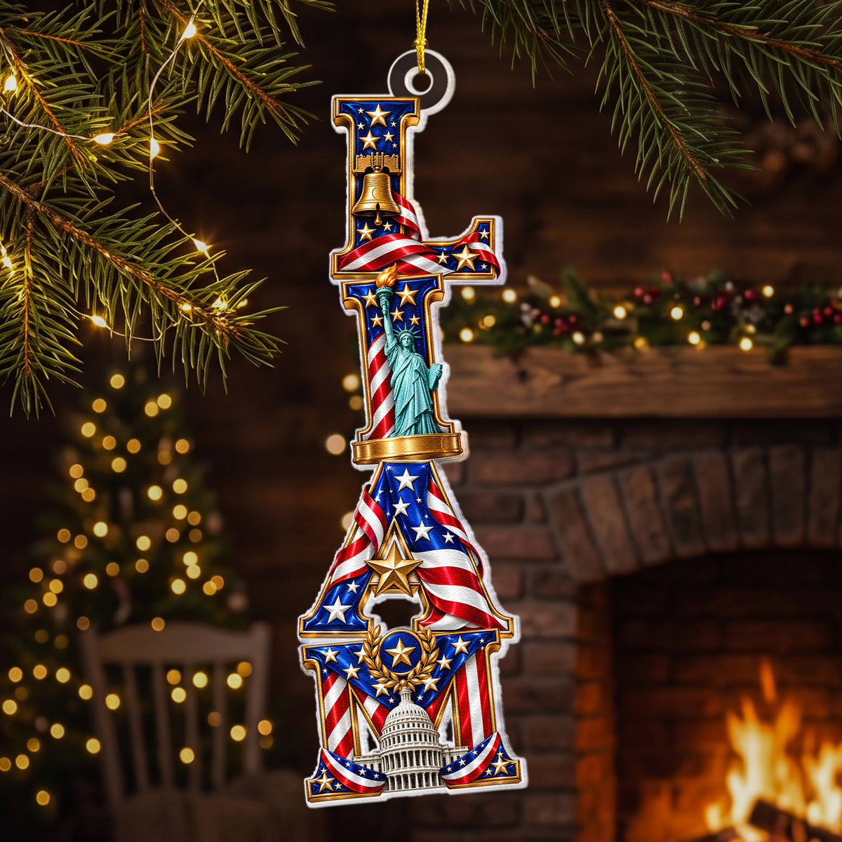 Custom Name For Family, Kids Christmas 250 Anniversary Usa Stocking Tags - Personalized Ornament 4