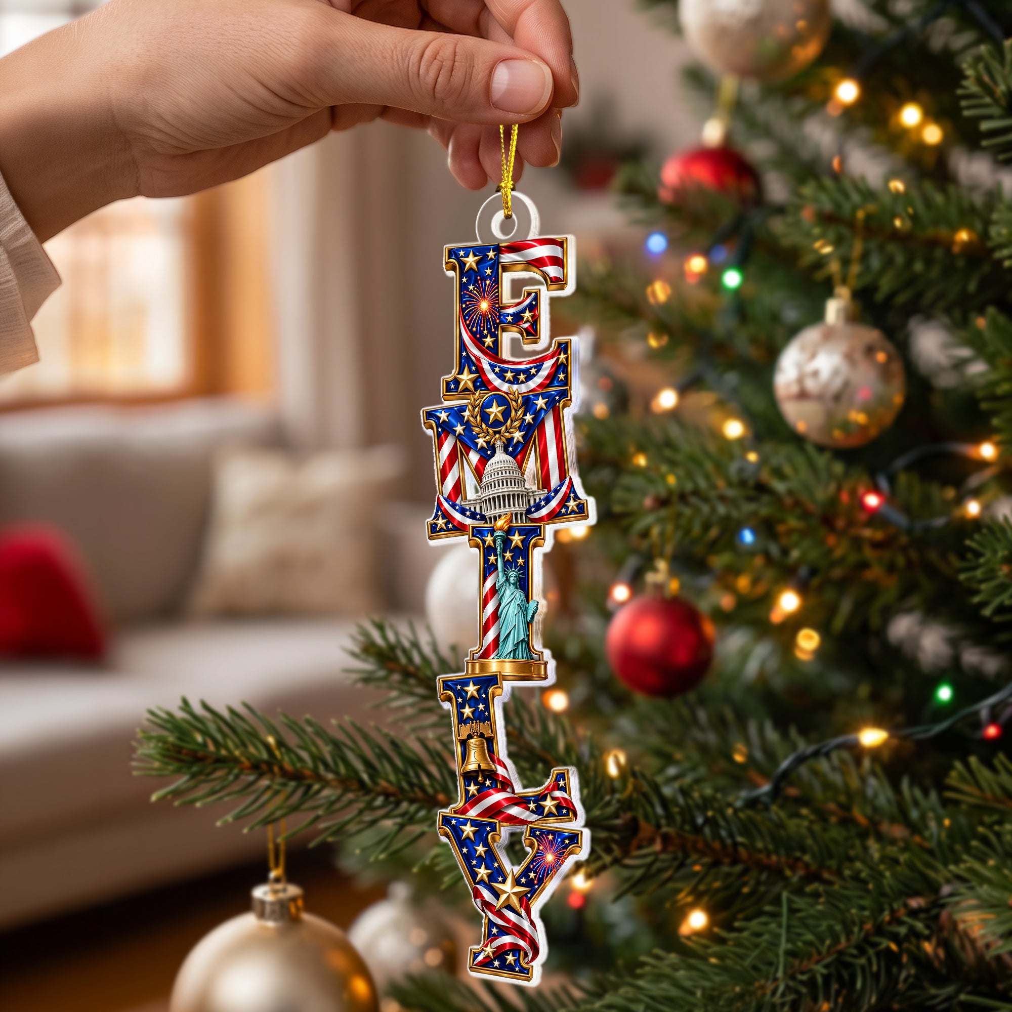 Custom Name For Family, Kids Christmas 250 Anniversary Usa Stocking Tags - Personalized Ornament 5