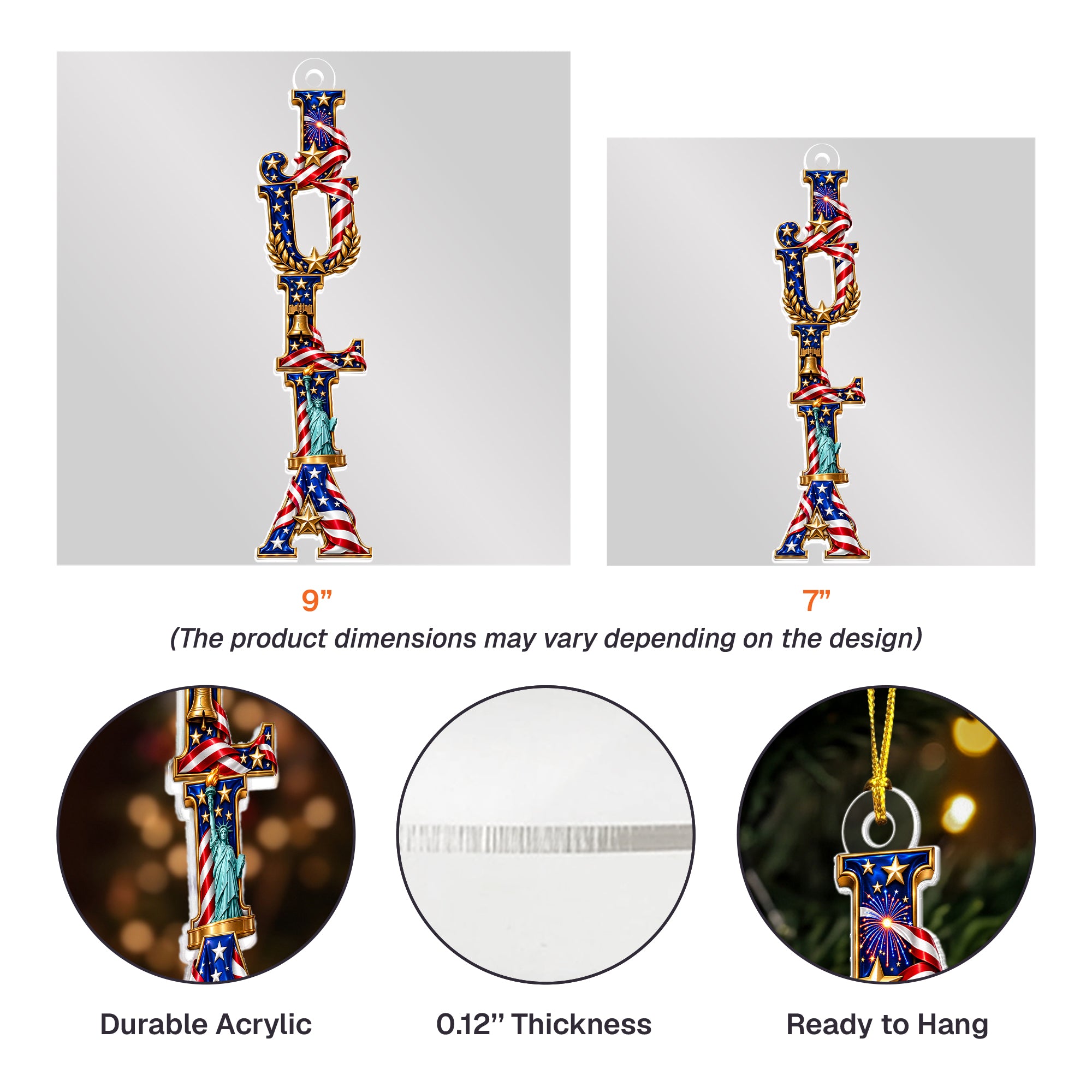 Custom Name For Family, Kids Christmas 250 Anniversary Usa Stocking Tags - Personalized Ornament 6