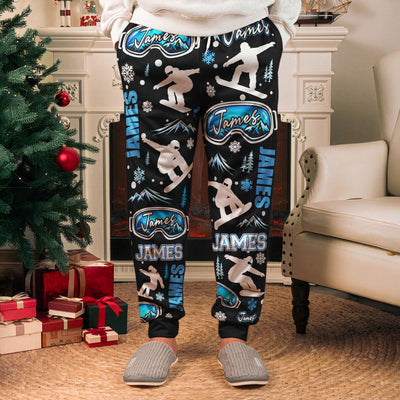 Custom Name Gift For Skiing Lovers, Snowboarding Lover, Gift For Man - Personalized Sweatpants