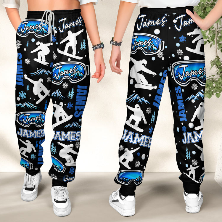 Custom Name Gift For Skiing Lovers, Snowboarding Lover, Gift For Man - Personalized Sweatpants 4