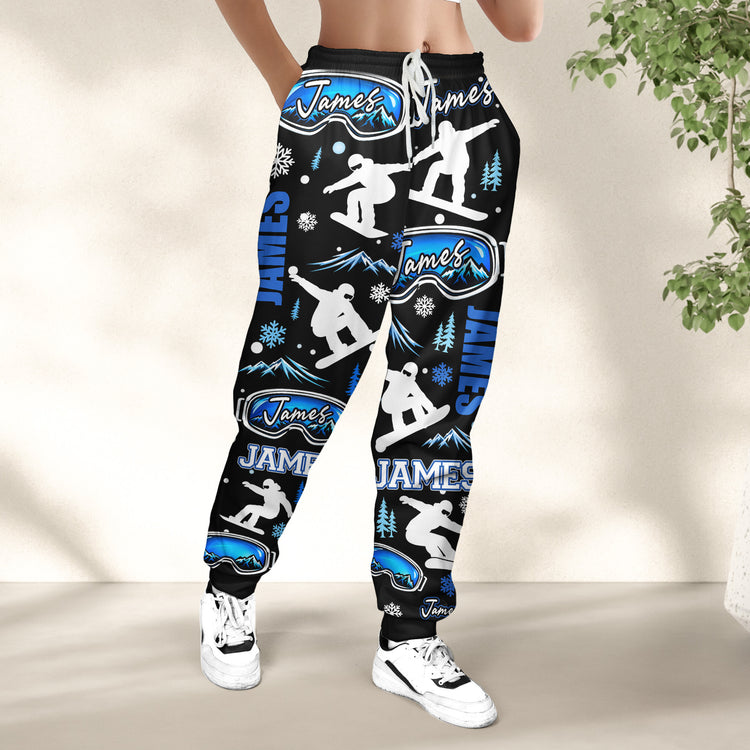 Custom Name Gift For Skiing Lovers, Snowboarding Lover, Gift For Man - Personalized Sweatpants 7