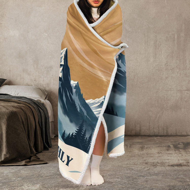 Custom Name Gift For Skiing Lovers, Snowboarding Lover - Personalized Blanket 3