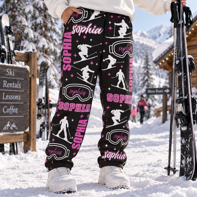 Custom Name Gift For Skiing Lovers, Snowboarding Lover - Personalized Sweatpants