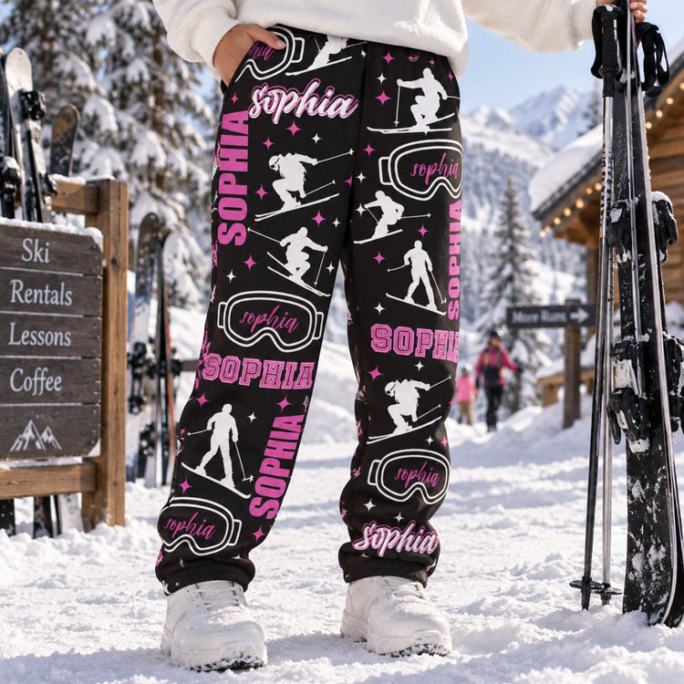 Custom Name Gift For Skiing Lovers, Snowboarding Lover - Personalized Sweatpants 1