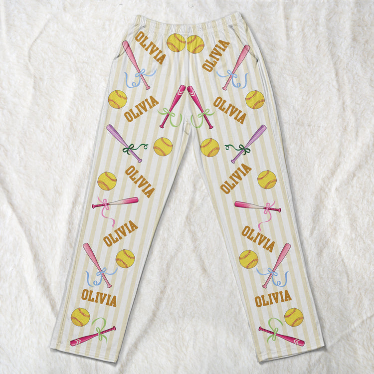 Custom Name Gift For Softball Lovers, Softbal Player, Softball Girls - Personalized Lounge Pants 3