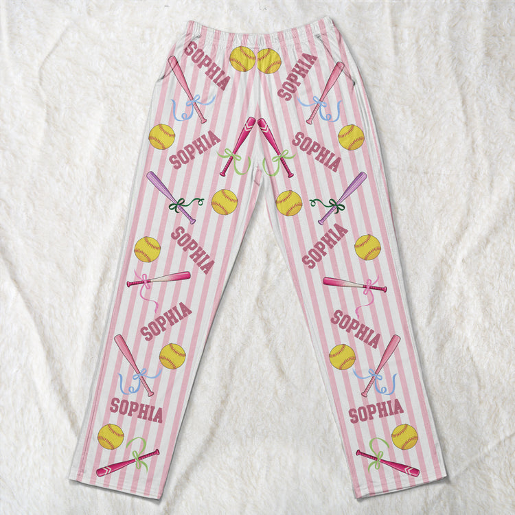 Custom Name Gift For Softball Lovers, Softbal Player, Softball Girls - Personalized Lounge Pants 4
